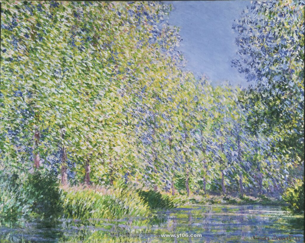 莫奈油画高清素材免费下载——白杨树-乙霏美术素材网