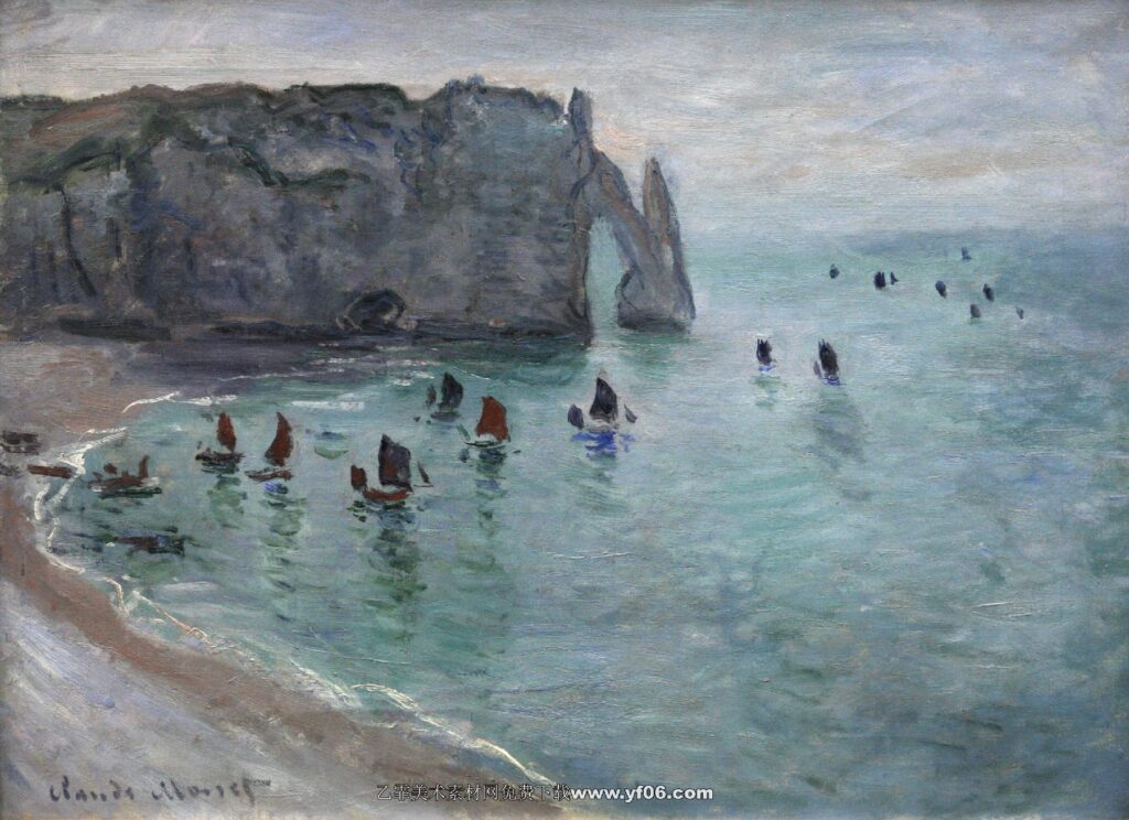 莫奈油画高清素材免费下载——圣阿德雷斯的帆船-乙霏美术素材网