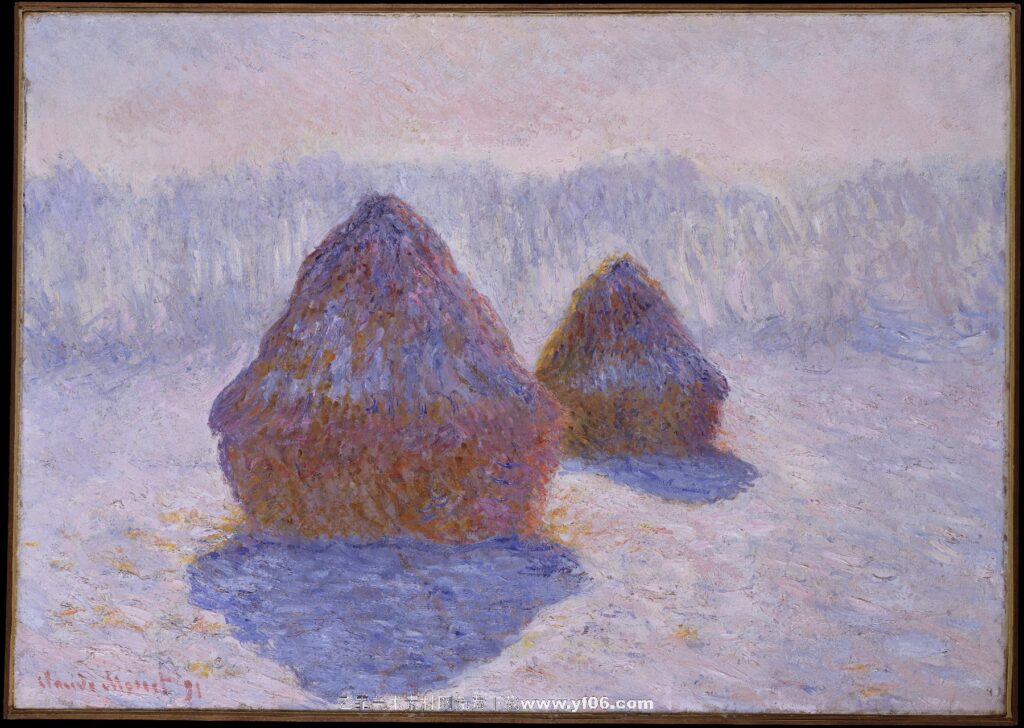 Claude Monet -Grainstacks, White Frost Effect, 1891