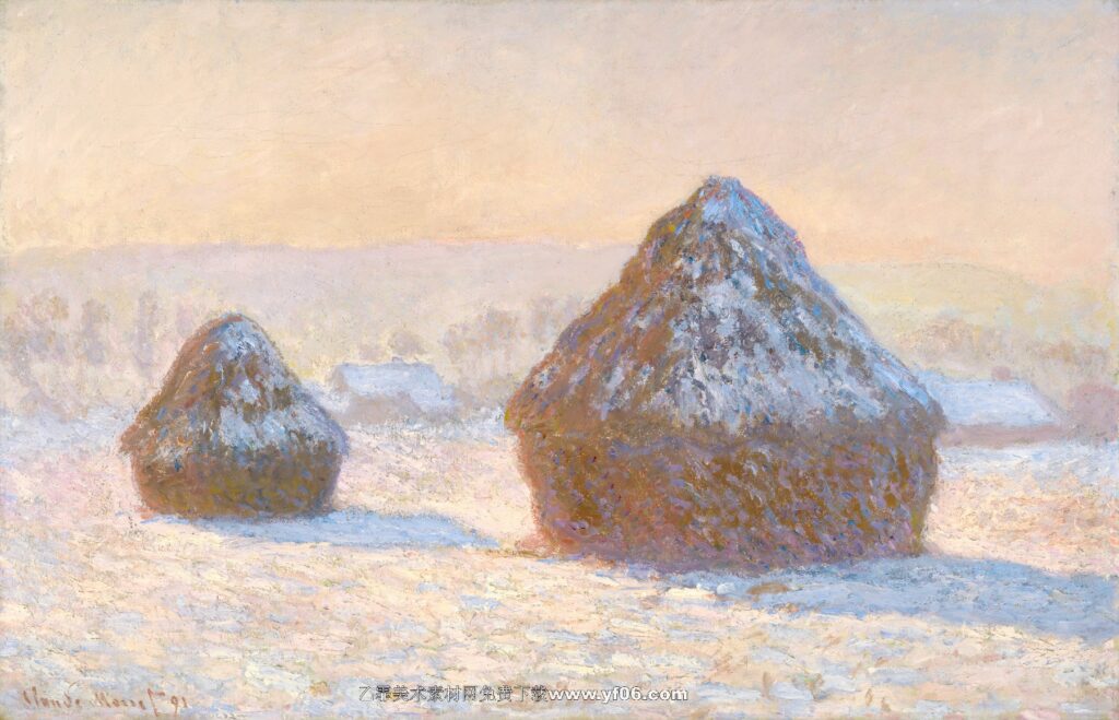 Claude Monet-Grainstacks in the Morning, Snow Effect, 1891