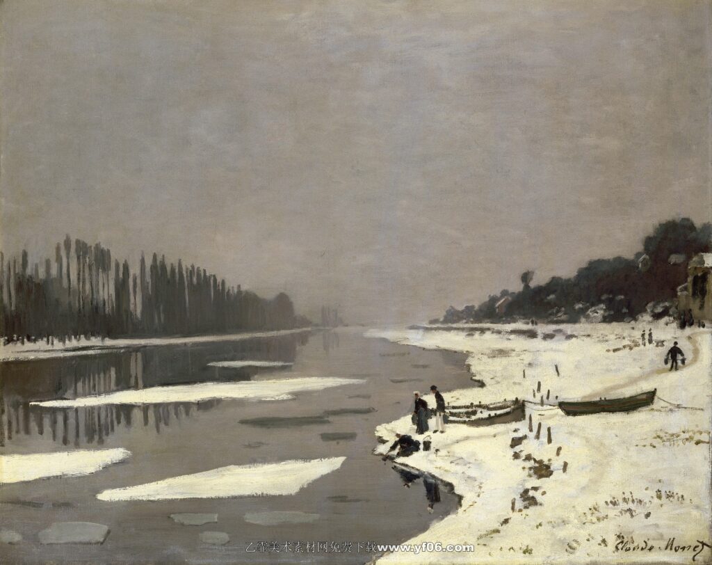 Claude Monet - Ice Floes on the Seine at Bougival, 1867-1868