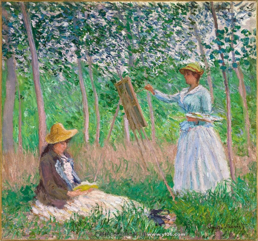 Claude Monet-In the Woods at Giverny - Blanche Hoschede at Her Easel with Suzanne Hoschede Reading, 1887