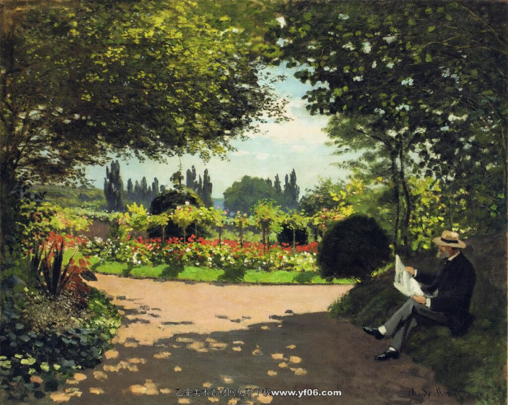 Claude Monet-Monet Reading in the Garden, 1866