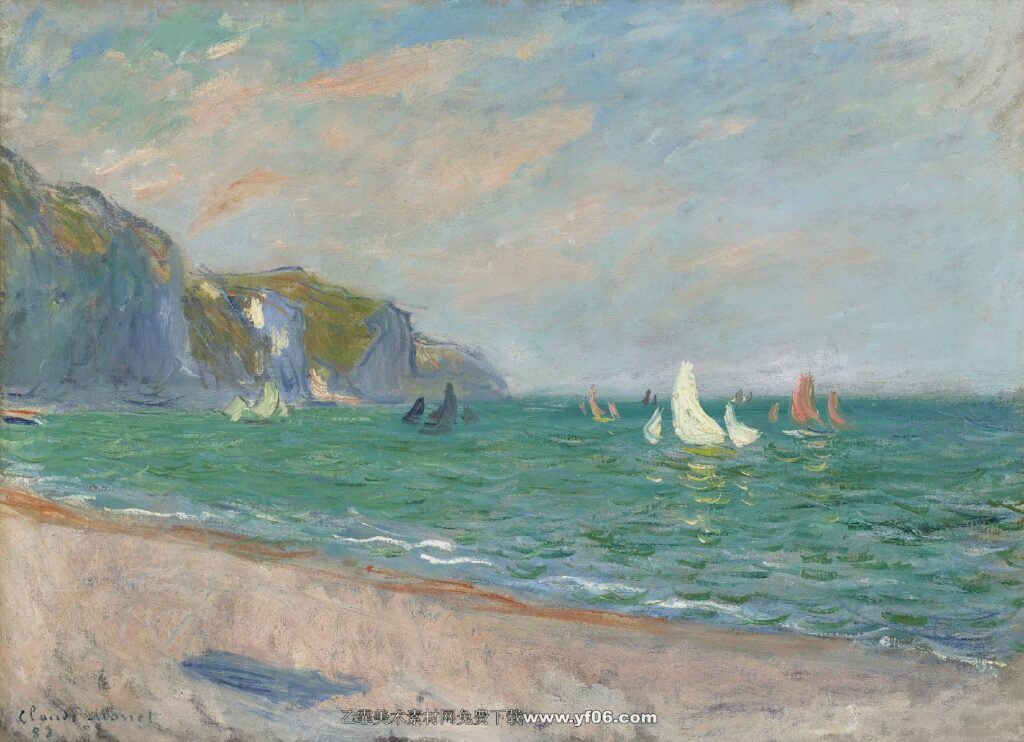 Claude Monet-Sailboats near the Sea Coast at Pourville, 1882