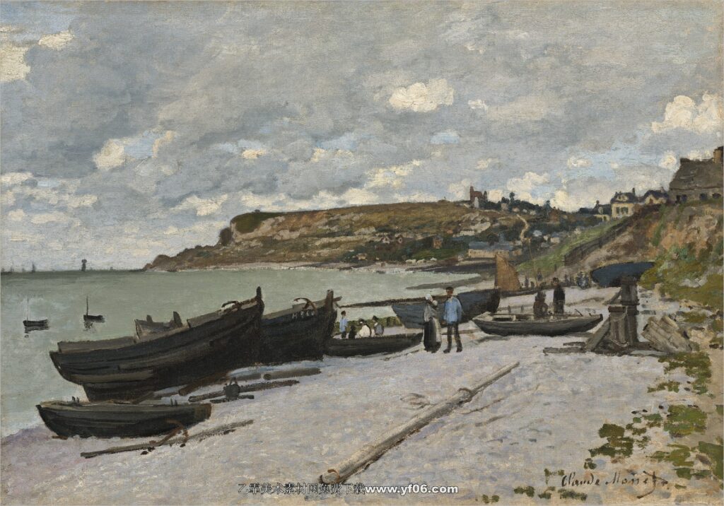 Claude Monet - Saint-Adresse, Fishing Boats on the Shore, 1867