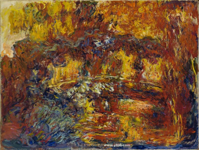 莫奈油画高清素材免费下载——日本桥睡莲桥-乙霏美术素材网