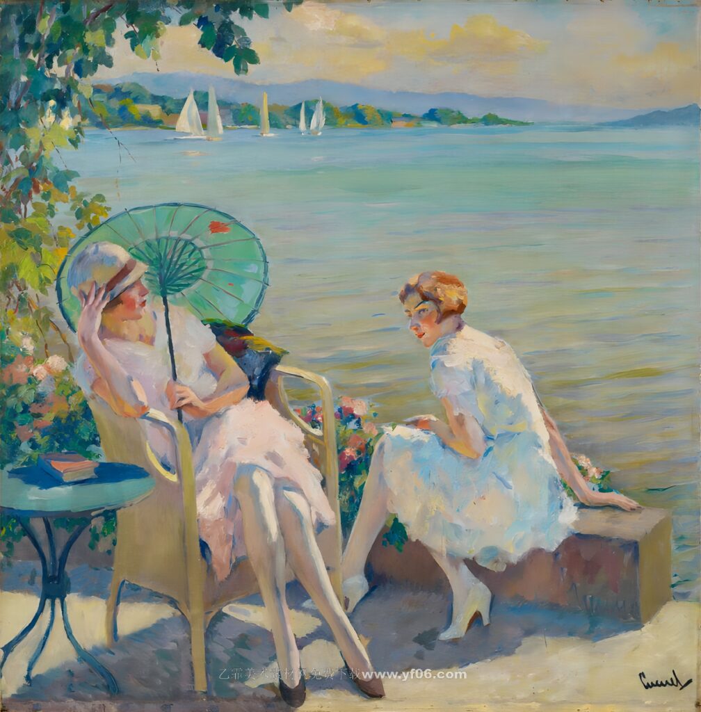 Edward_Cucuel_Zwei_sitzende_Maedchen_am_011913