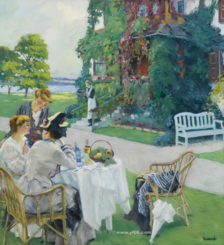 库库尔高清油画资源下载——野餐的女人-乙霏美术素材网