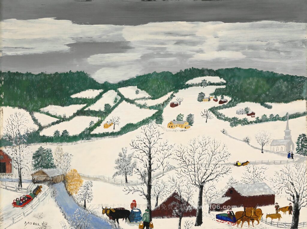 6p摩西奶奶高清油画免费下载装饰画素材下载五-乙霏美术素材网