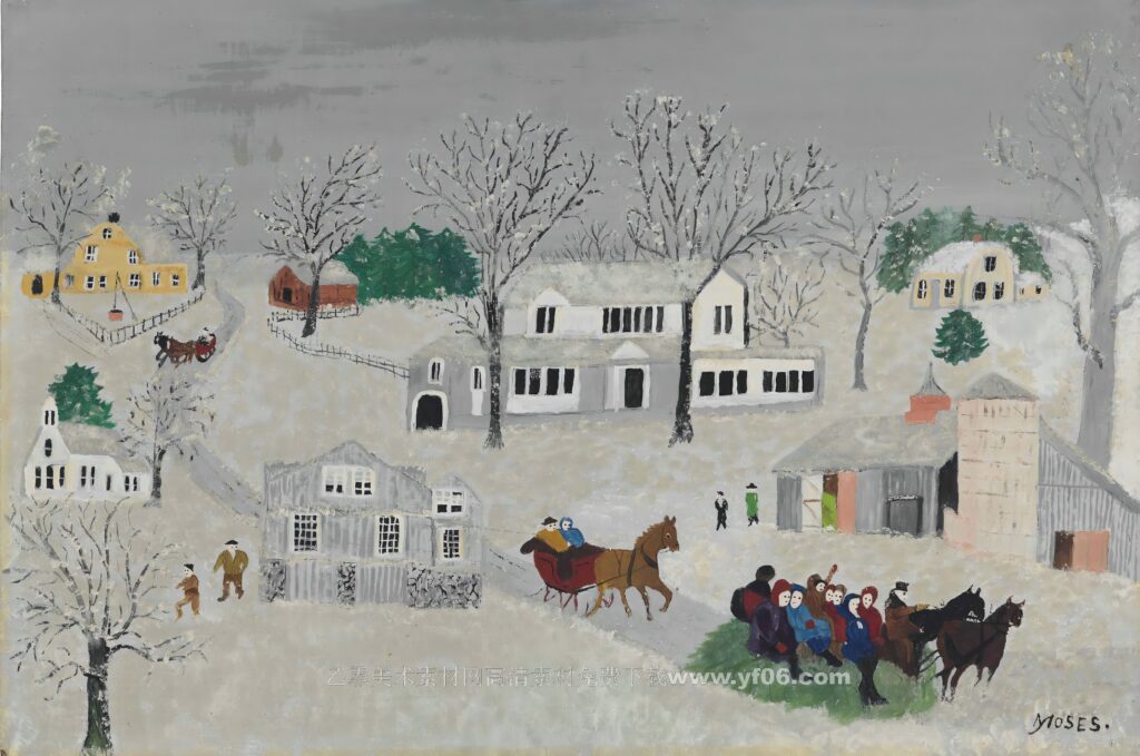 6p摩西奶奶高清油画免费下载装饰画素材下载九-乙霏美术素材网