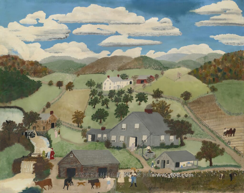 6p摩西奶奶高清油画免费下载装饰画素材下载十-乙霏美术素材网