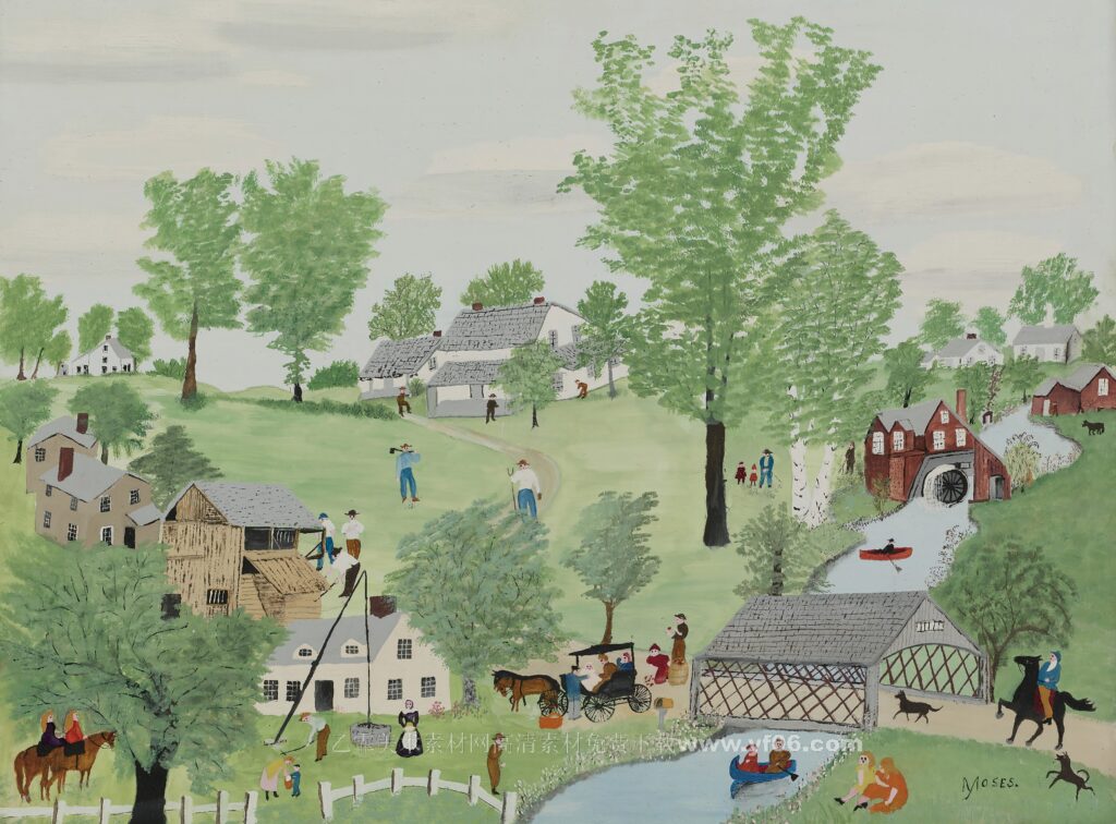 6p摩西奶奶高清油画免费下载装饰画素材下载十二-乙霏美术素材网