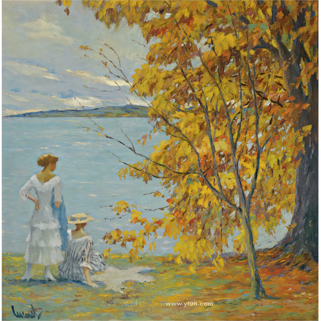 库格尔高清油画资源免费下载——海边休息的女人-乙霏美术素材网