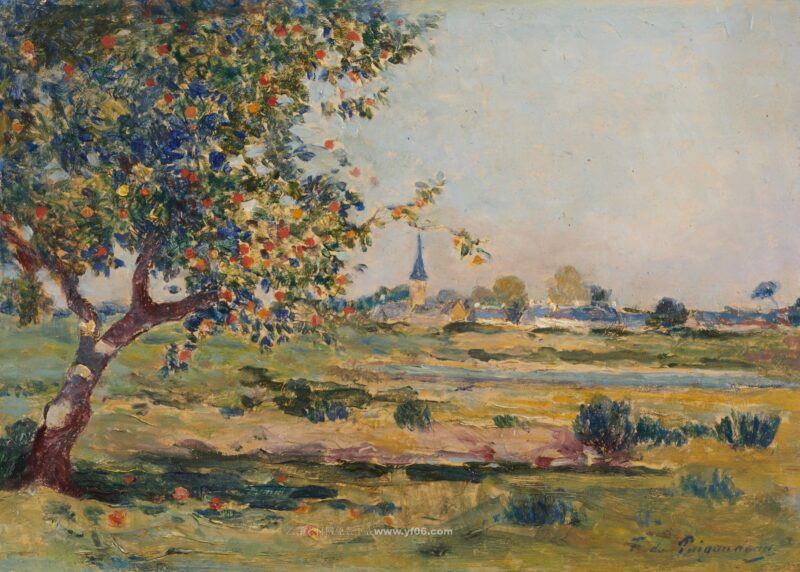 费迪南德·杜·普伊戈多高清油画素材免费下载——果树-乙霏美术素材网