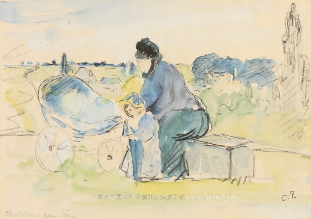 9p卡米耶·毕沙罗（Camille Pissarro）人物油画一-乙霏美术素材网