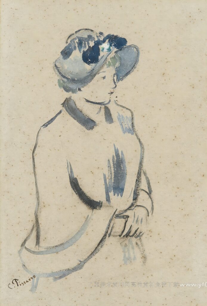 Pissarro,Pissarro-LA JEUNE FEMME AU CHAPEAU FLEURI_010648