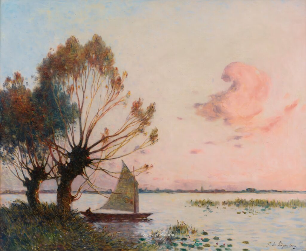 费迪南德·杜·普伊戈多高清油画素材免费下载——夕阳-乙霏美术素材网