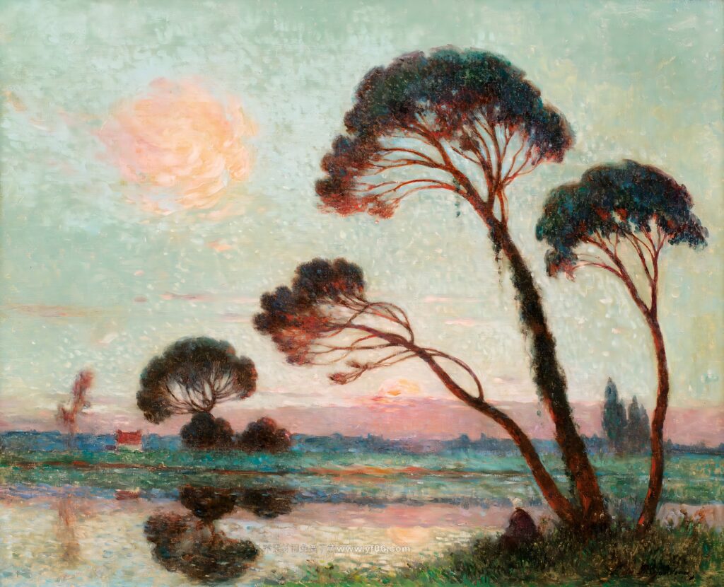 费迪南德·杜·普伊戈多高清油画素材免费下载——日出-乙霏美术素材网