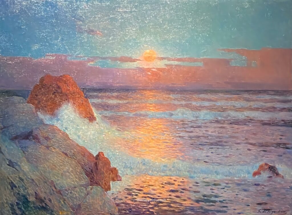 费迪南德·杜·普伊戈多高清油画素材免费下载——海边-乙霏美术素材网