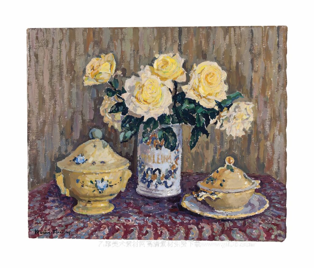 5p雅克·马丁·费里雷斯油画装饰画高清打印素材图下载鲜花静物一-乙霏美术素材网