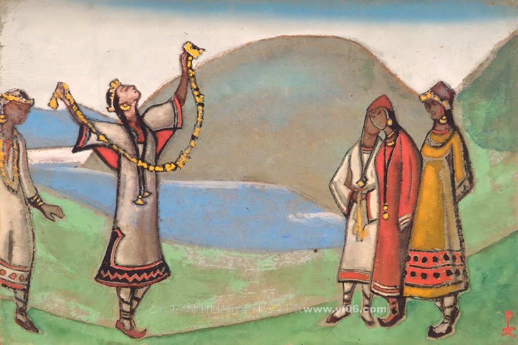 6p【俄罗斯】尼古拉斯·罗瑞克油画风景人物一打印高清图下载-乙霏美术素材网