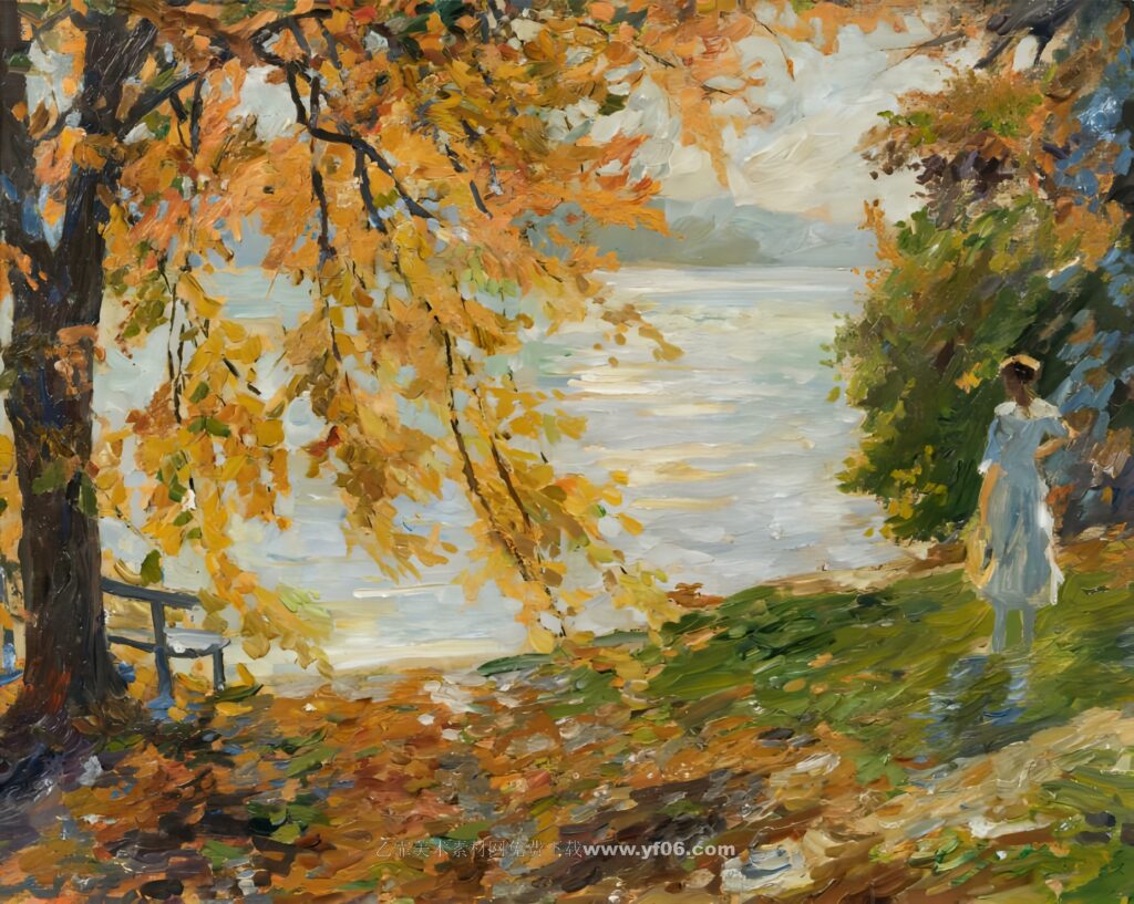 Дама в белом у озера (Lady in white by the lake)_55 х 69_х.,м._Частное собрание_012643