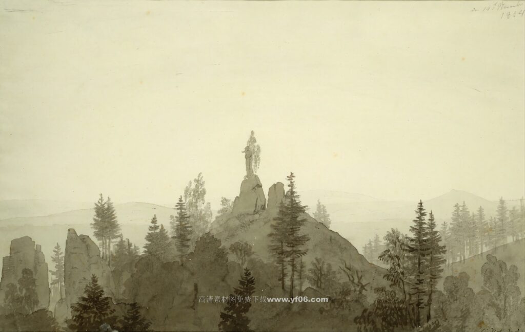 卡斯帕·大卫·弗里德里希高清油画装饰画素材下载——风景2-乙霏美术素材网