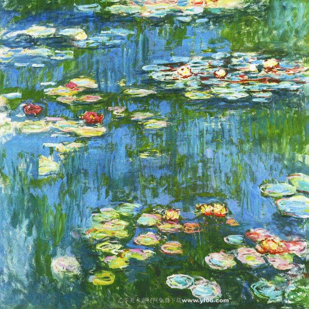 莫奈油画高清素材免费下载——睡莲-乙霏美术素材网