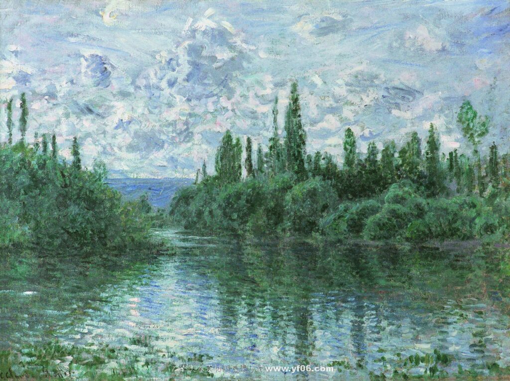 莫奈油画高清素材免费下载——塞纳河风景-乙霏美术素材网