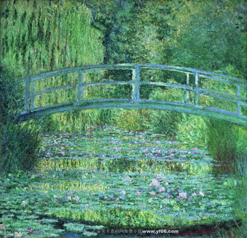 莫奈油画高清素材免费下载——日本桥睡莲桥-乙霏美术素材网