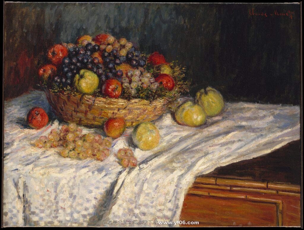 莫奈油画高清素材免费下载——鲜花水果静物-乙霏美术素材网