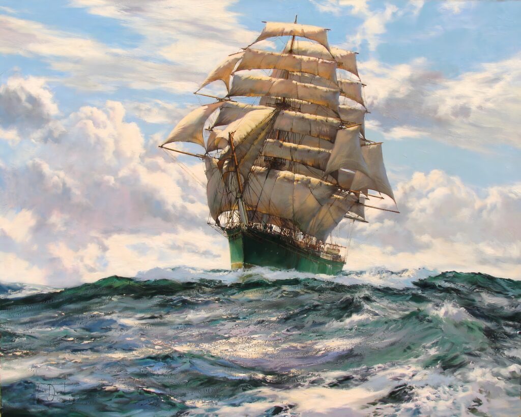 17p蒙塔古·道森帆船风景油画打印素材一-乙霏美术素材网