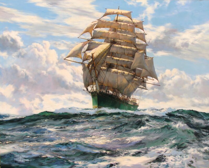 17p蒙塔古·道森帆船风景油画打印素材一-乙霏美术素材网