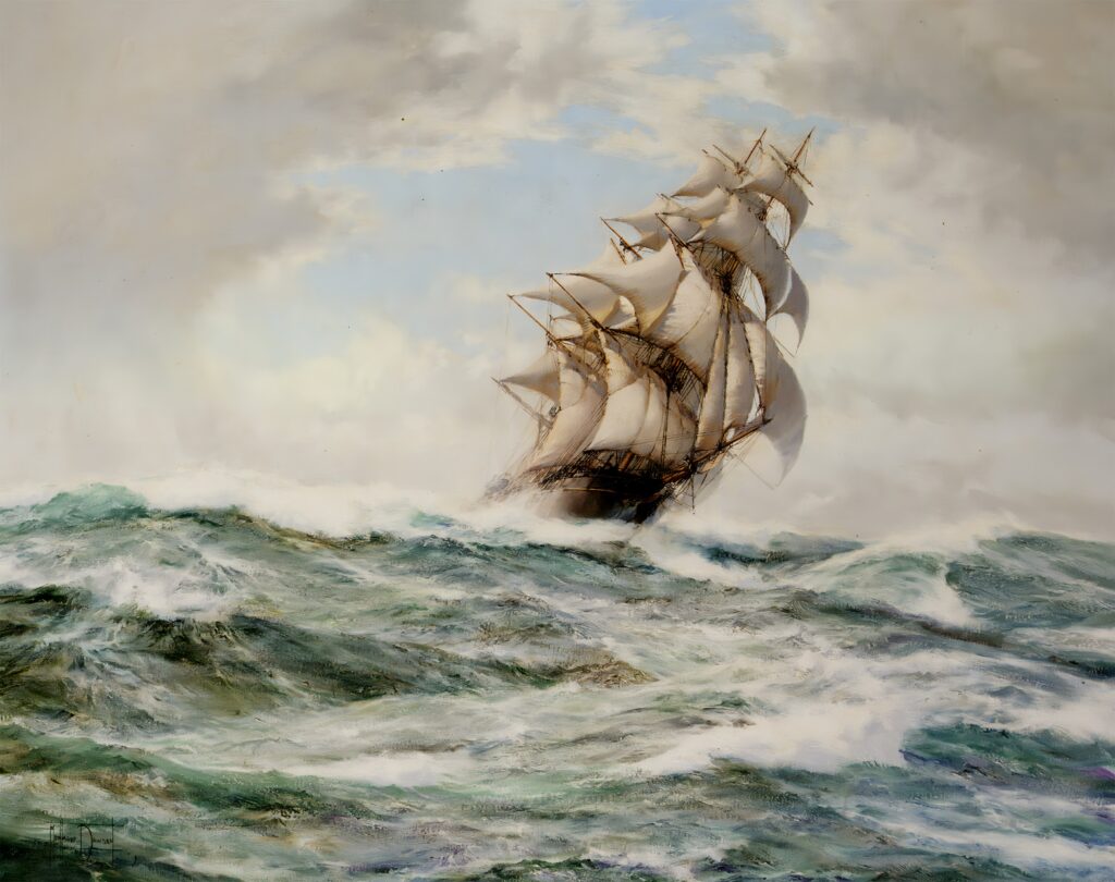 17p蒙塔古·道森帆船风景油画打印素材一-乙霏美术素材网