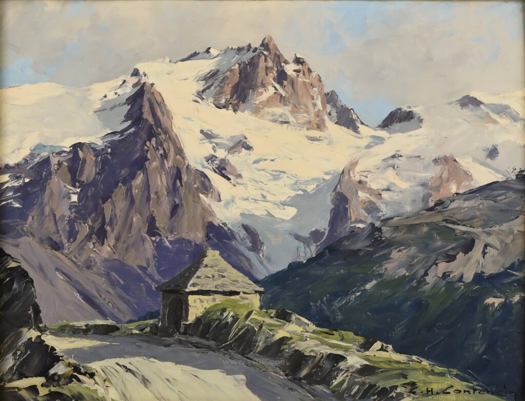 013-Charles-henri CONTENCIN La Meije vue du Chazelet Huile sur panneau,_030148