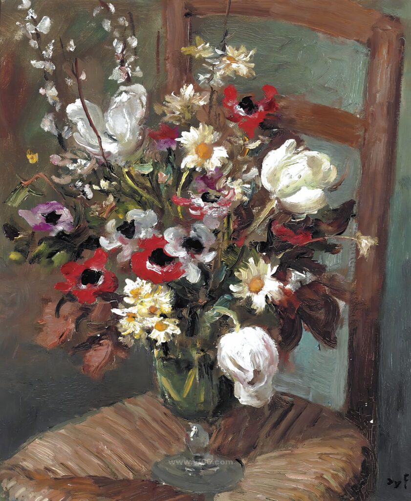 015Marcel Dyf - Tulips and Anemones on a Chair, 1950_063446