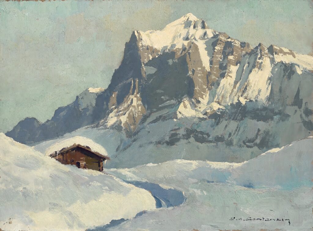 035-Charles-Henry CONTENCIN - LE WETTERHORN. - Huile sur isorel_025537