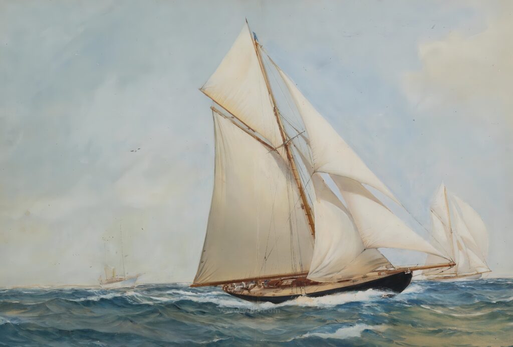 17p蒙塔古·道森帆船风景油画打印素材二-乙霏美术素材网