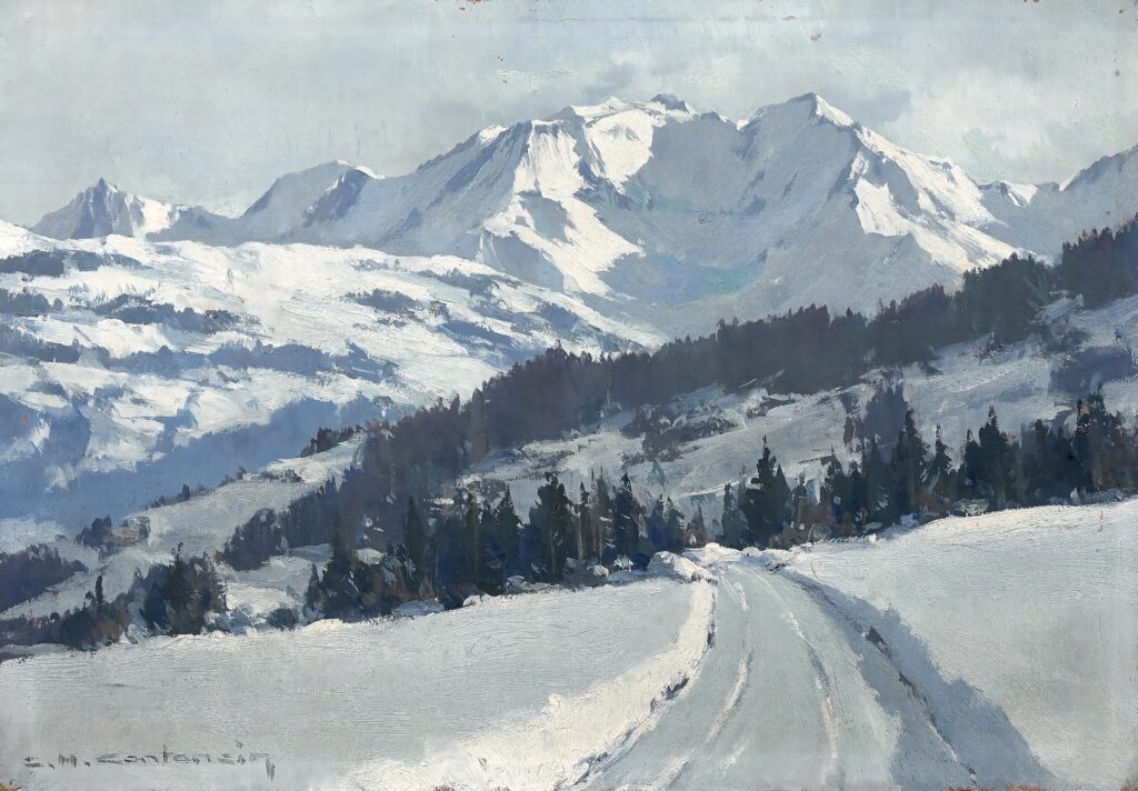 037-Charles-Henry CONTENCIN - ROUTE DANS UN PAYSAGE DE MONTAGNE_025536