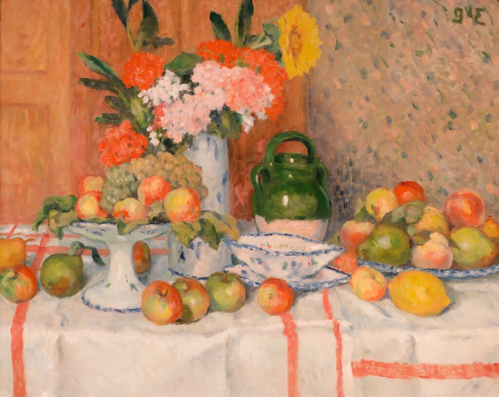 037-George d'Espagnat, Fruits and Vase of Flowers,_031621