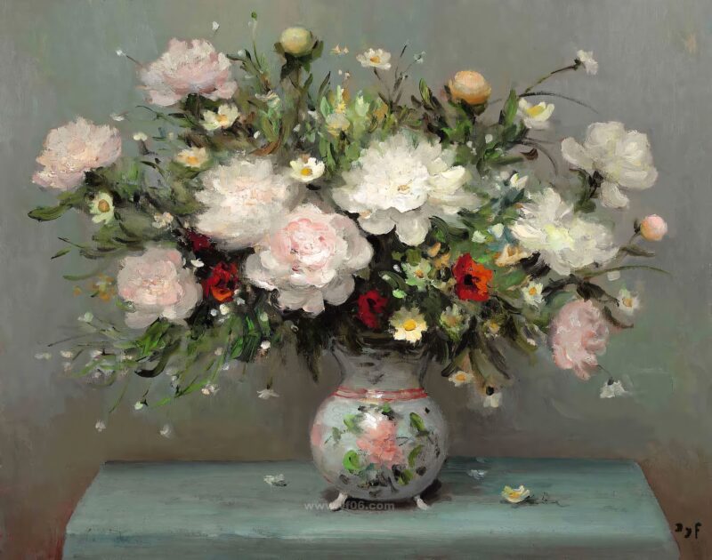 8p马塞尔·戴夫鲜花静物油画打印素材图五-乙霏美术素材网