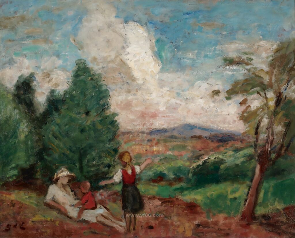 051-Georges d' Espagnat - Mother and Children on Landscape, 1923_031359