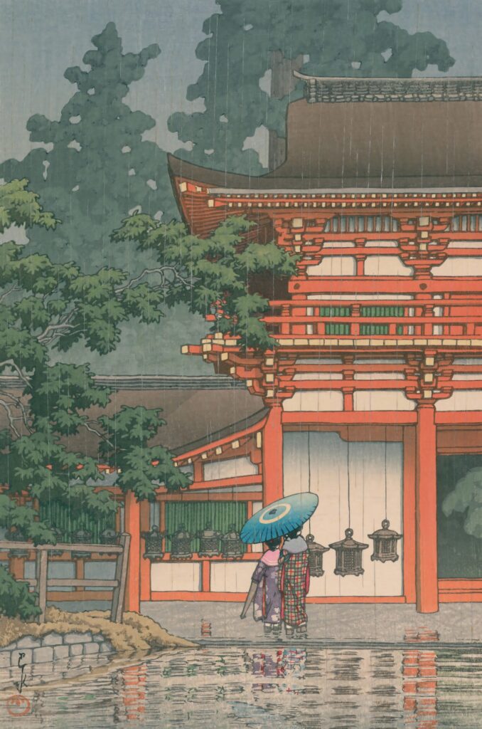 (123)1933日本風景集2関西篇奈良春日神社雨_122234