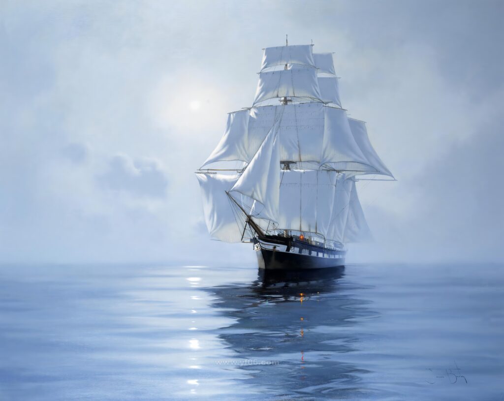 20p帆船类油画集合高清油画打印素材风景8-乙霏美术素材网