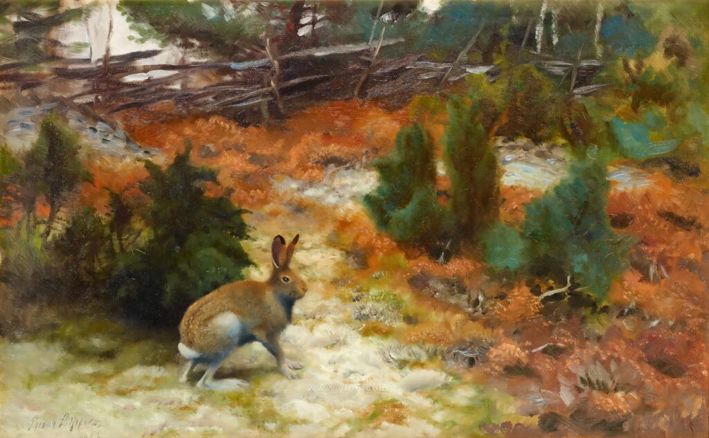 AUTUMN LANDSCAPE WITH HARE._024002