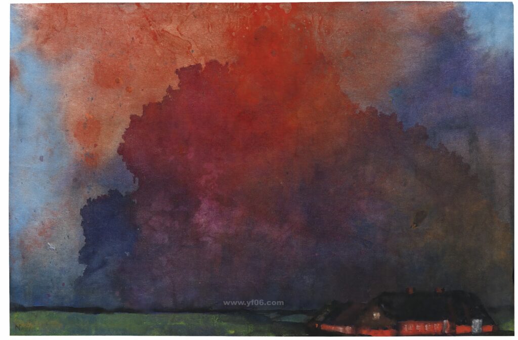 EMIL NOLDE-Bauernhof unter Gewitterwolken, Um 1935-Watercolor_030210
