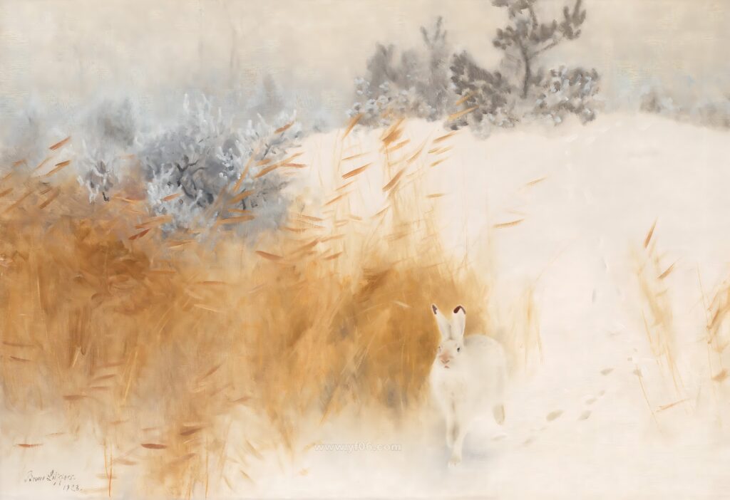 WINTER LANDSCAPE WITH HARE. (2)_022442