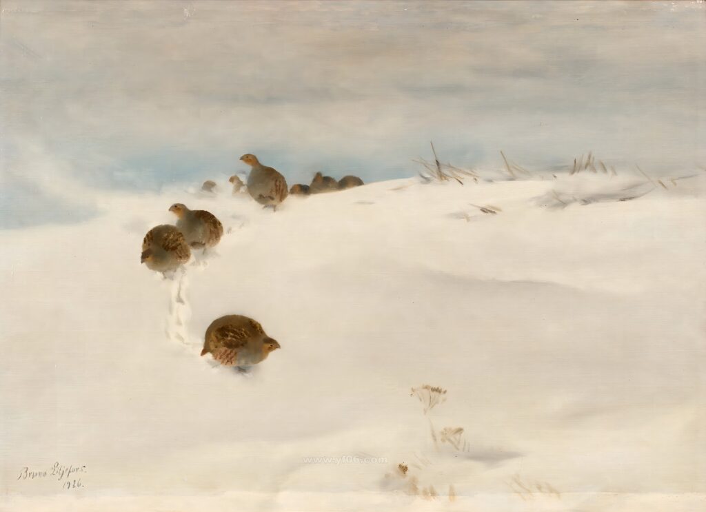WINTER LANDSCAPE WITH PARTRIDGES._022442