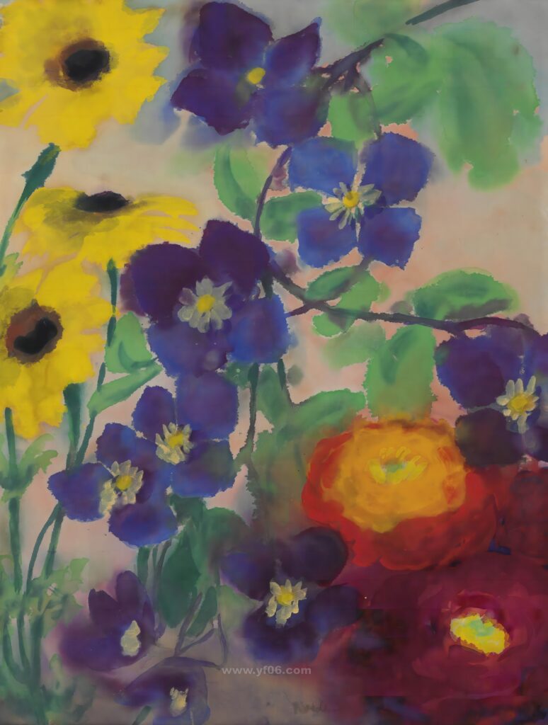 10p埃米尔·诺尔德高清水彩画装饰画素材图下载鲜花二-乙霏美术素材网