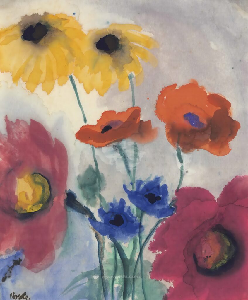 10p埃米尔·诺尔德高清水彩画装饰画素材图下载鲜花二-乙霏美术素材网